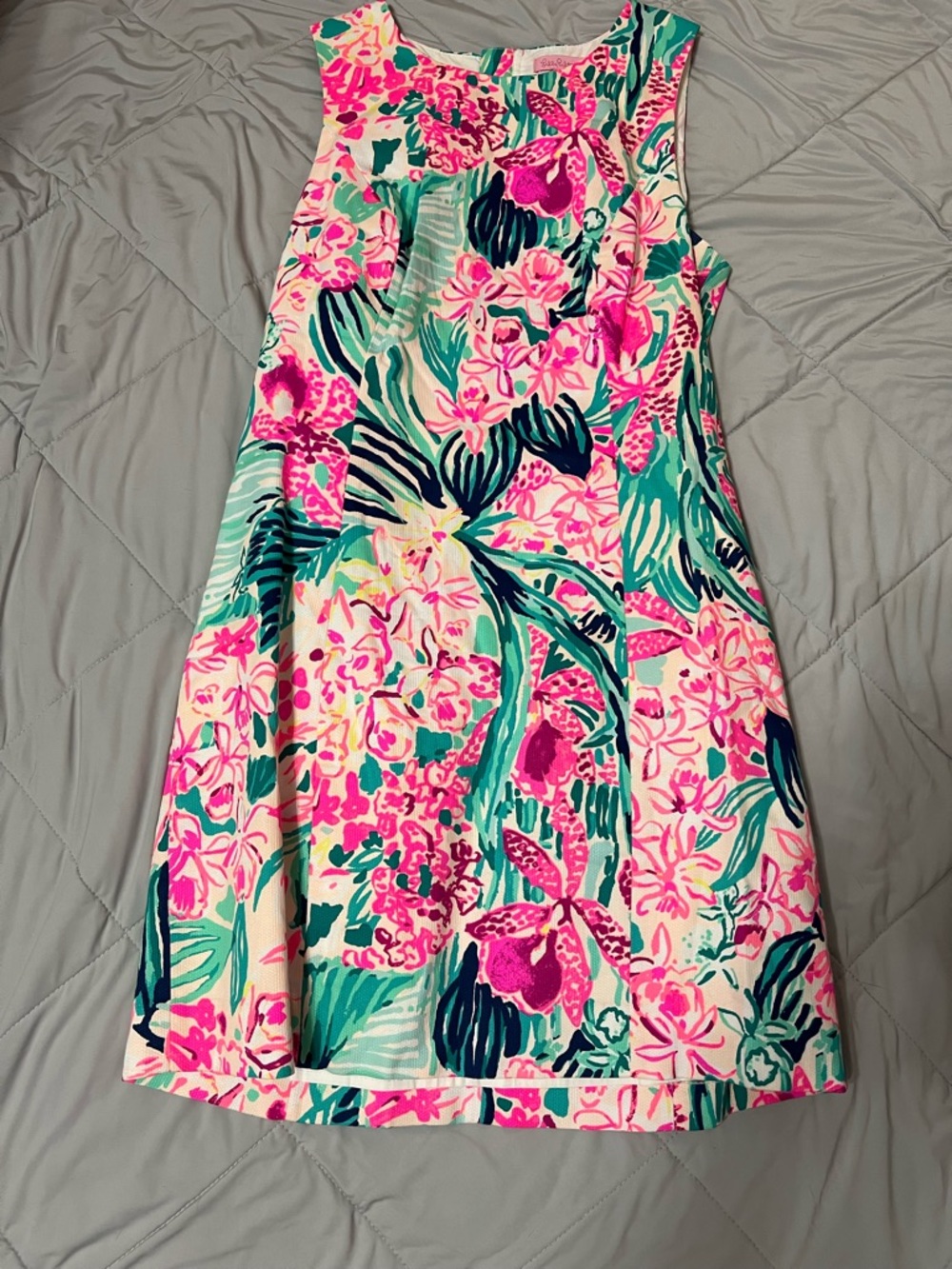 Lilly Pulitzer Pink, Teal & White Tropical A-Line Skirt